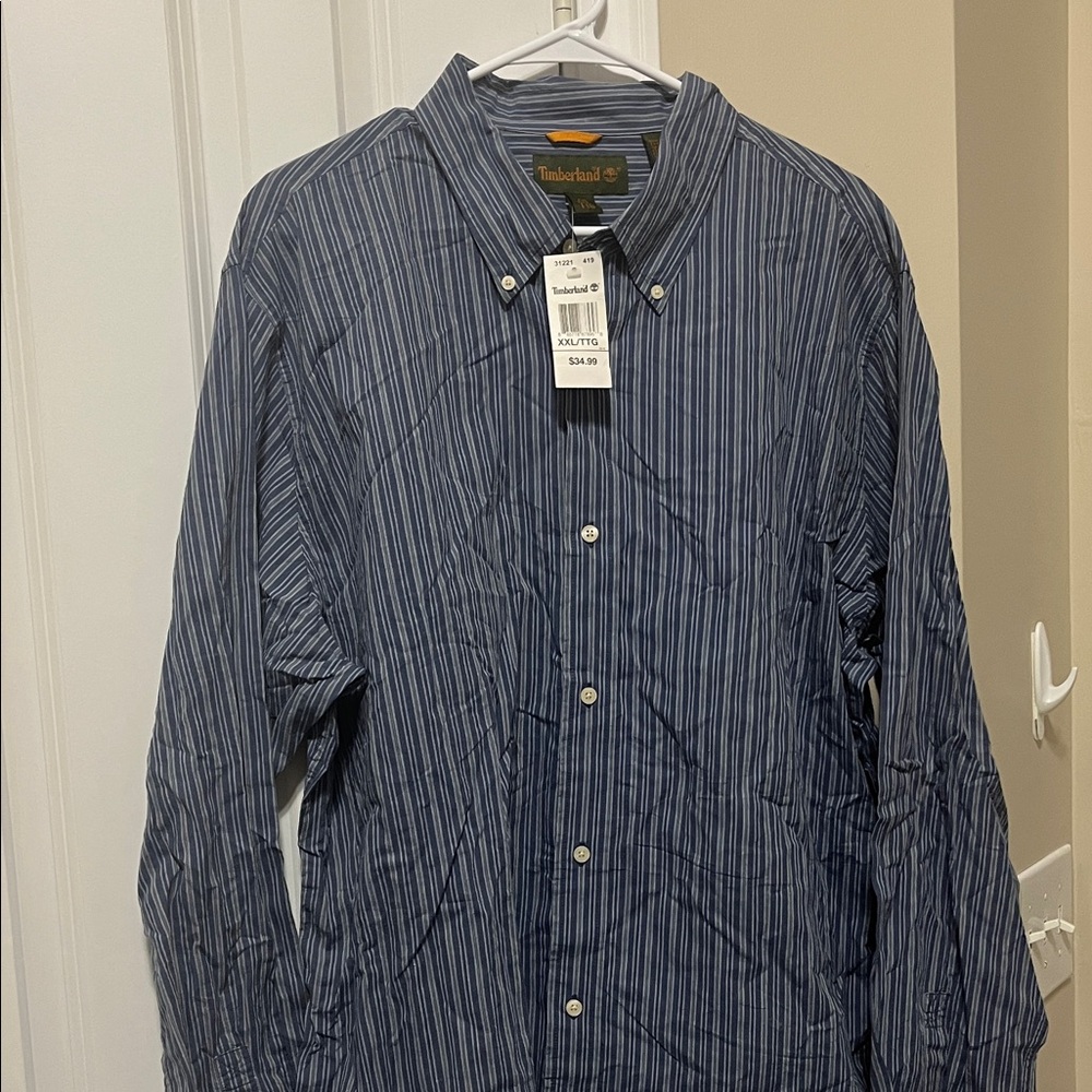 Timberland Men's Navy Pinstripe Shirt NWT